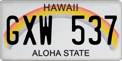 HI license plate GXW537