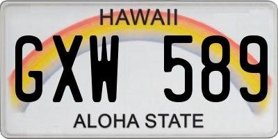 HI license plate GXW589