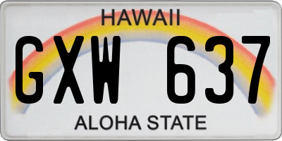 HI license plate GXW637