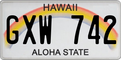 HI license plate GXW742