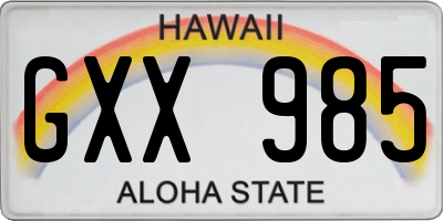 HI license plate GXX985