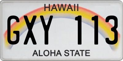 HI license plate GXY113