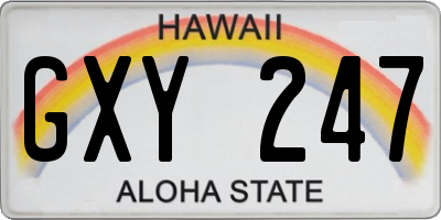 HI license plate GXY247
