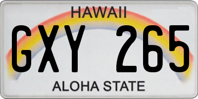 HI license plate GXY265