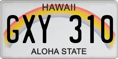 HI license plate GXY310