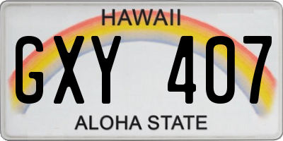 HI license plate GXY407