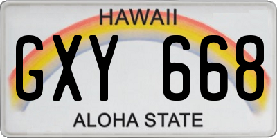 HI license plate GXY668