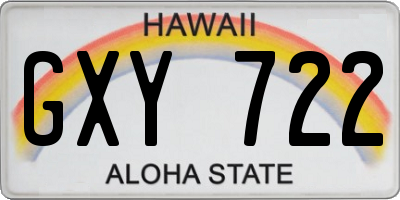 HI license plate GXY722