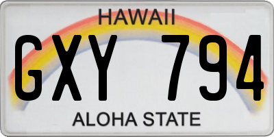 HI license plate GXY794