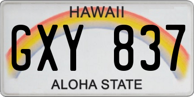 HI license plate GXY837