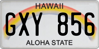 HI license plate GXY856