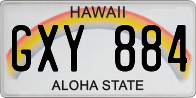 HI license plate GXY884