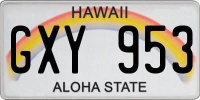 HI license plate GXY953