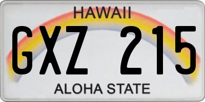 HI license plate GXZ215