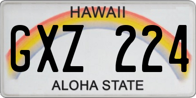 HI license plate GXZ224