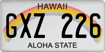 HI license plate GXZ226
