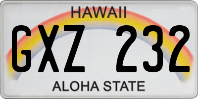HI license plate GXZ232