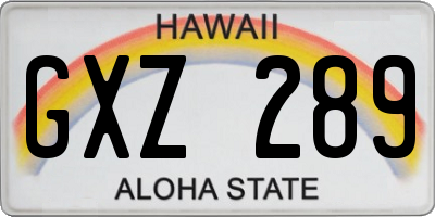 HI license plate GXZ289