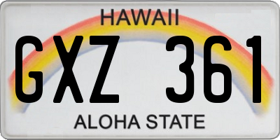 HI license plate GXZ361