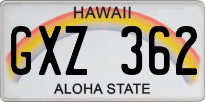 HI license plate GXZ362