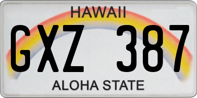 HI license plate GXZ387