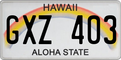 HI license plate GXZ403