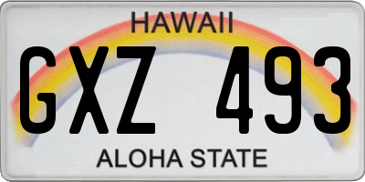 HI license plate GXZ493