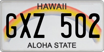 HI license plate GXZ502