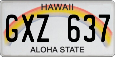 HI license plate GXZ637