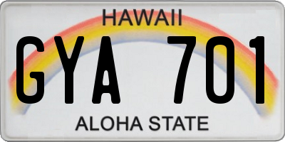 HI license plate GYA701