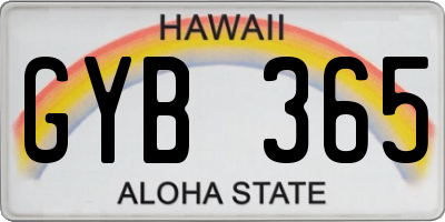 HI license plate GYB365