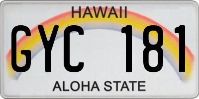 HI license plate GYC181