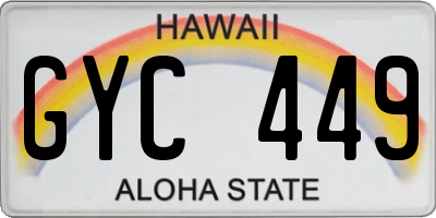HI license plate GYC449