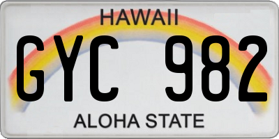HI license plate GYC982