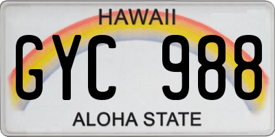 HI license plate GYC988