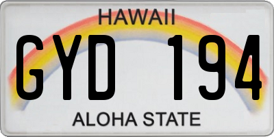 HI license plate GYD194