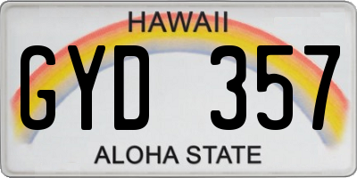 HI license plate GYD357