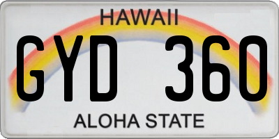 HI license plate GYD360