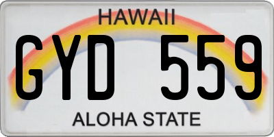 HI license plate GYD559