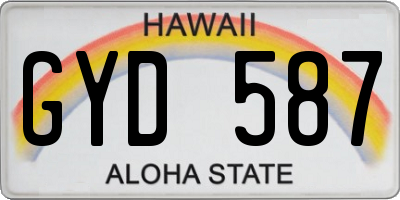 HI license plate GYD587