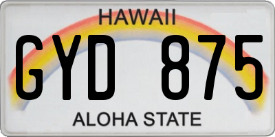 HI license plate GYD875