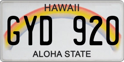HI license plate GYD920