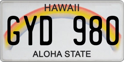 HI license plate GYD980