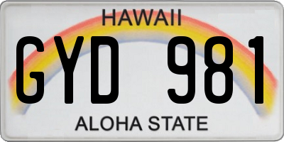 HI license plate GYD981