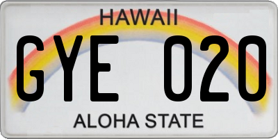 HI license plate GYE020
