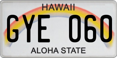 HI license plate GYE060