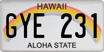 HI license plate GYE231