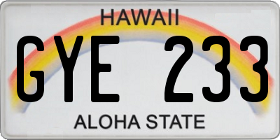 HI license plate GYE233