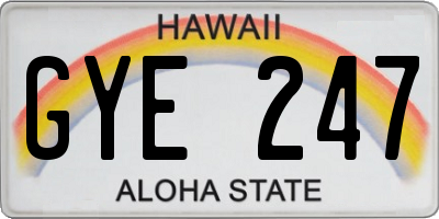 HI license plate GYE247