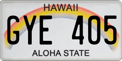 HI license plate GYE405